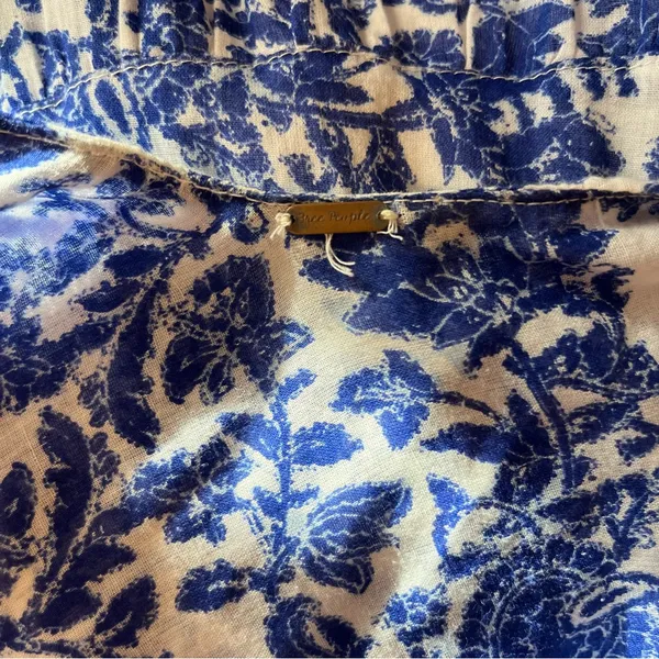 FREE PEOPLE Kikas Blue And White Floral Tie Shoulder Maxi Dress Size Medium - Image 8