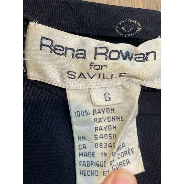 Rena Rowan for Saville Maxi Dress Size 6 Black White Circle Print 90s - Image 3