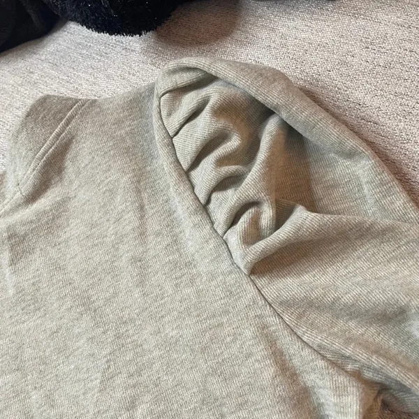 7 FOR ALL MANKIND‎ Puff Sleeve Button Up Cardigan Sweater Small Taupe Cream NWT - Image 5