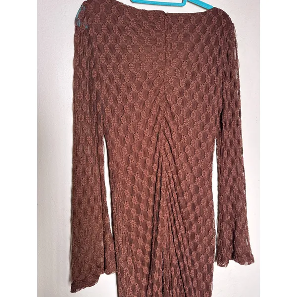 Bardot Evannia Lace Maxi Dress US 12 Chocolate Bell Sleeve Floral NWT - Image 8