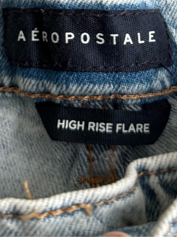 Aéropostale Women’s 2S High Rise Flare Jeans Light Wash Distressed Ripped Y2K - Image 6