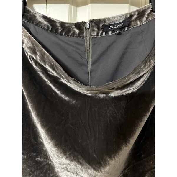 Women's Madewell Crushed Velvet Brown Mini Skirt Size 8 Y2K 90's silk & viscoe - Image 3