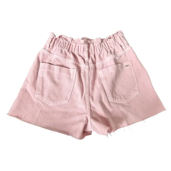 Zara Denim Shorts‎ Size 6US Pink Cutoff Elastic Waistline High Waist - Image 2