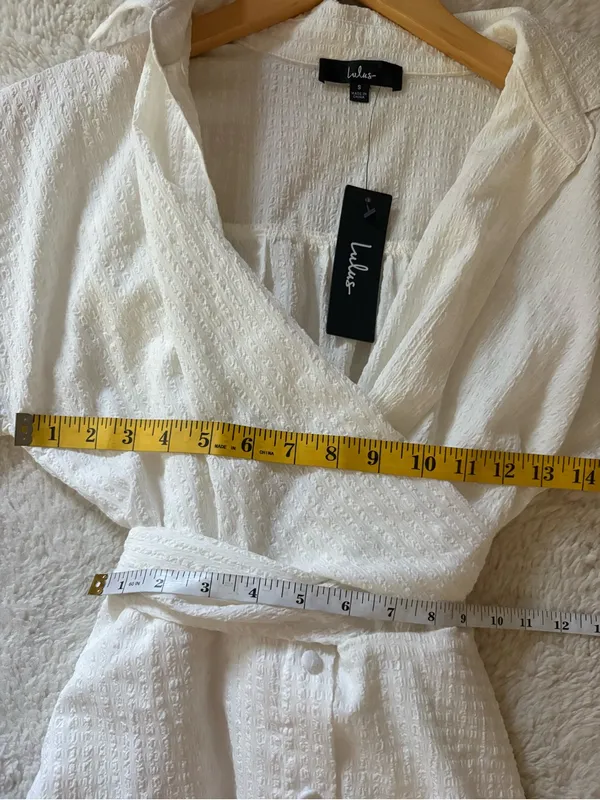 Lulus Palermo Perfection White Collared Midi Dress with Pockets Size Small Beach - Image 9