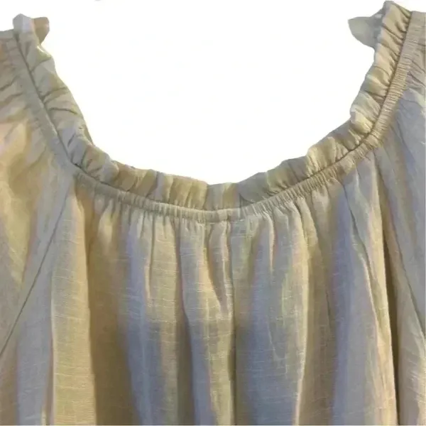 Naif‎ Crinkle 3/4 Sleeve Ruffle cottagecore boho Shift Dress- Beige/off-white M - Image 12