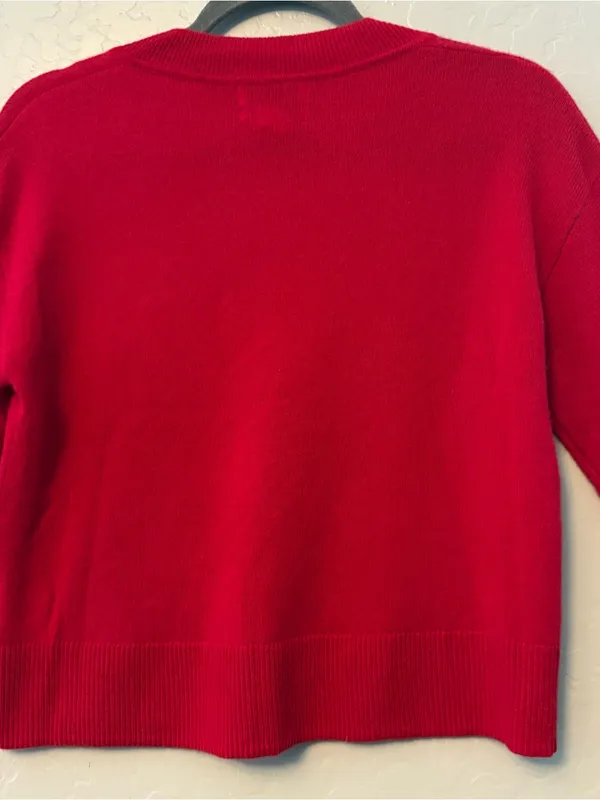 Rachel Zoe red v-neck long sleeve 100% 2-ply cashmere sweater size small - Image 12