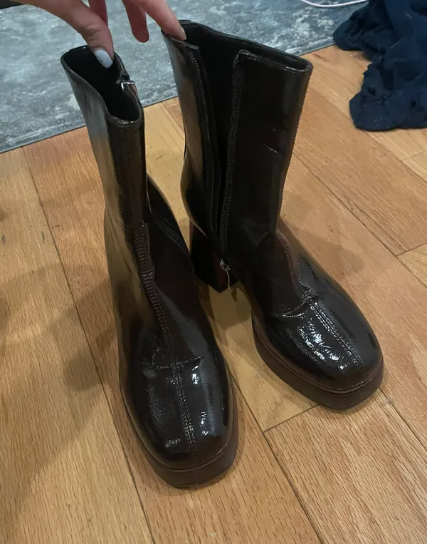 Princess Polly Brown Leather Booties - Image 2