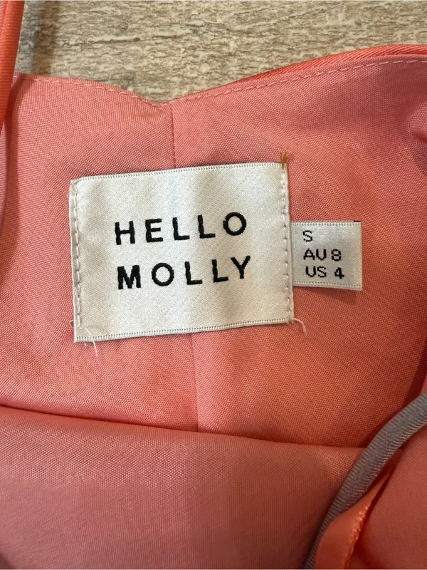 Hello Molly Coral & Blue Tie-Dye Slip Cowl Neck Mini Dress - Image 3