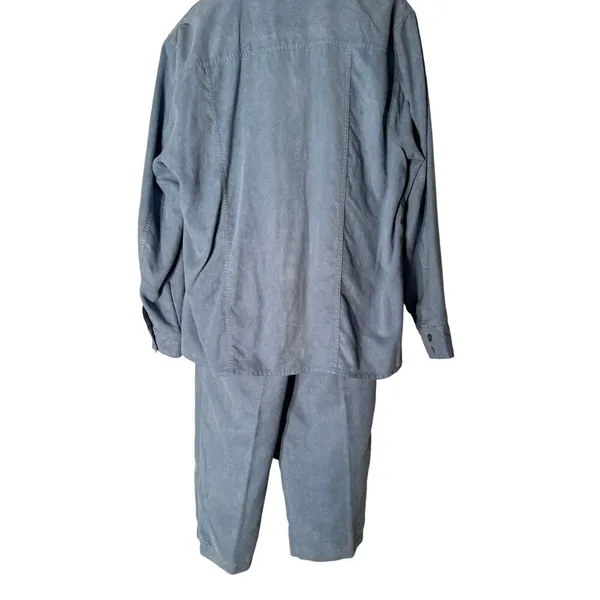Ladies Club 2pc Baby Blue‎ Suede Pants Set Women's Size Large - Image 3