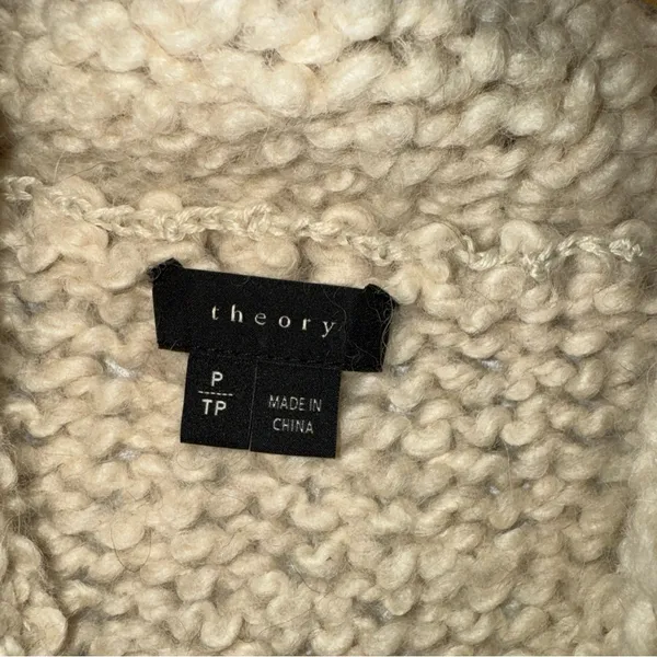 Theory PT (xs Tall) Cream Chunky‎ Cowl Neck Alpaca Wool Sweater CP - Image 3