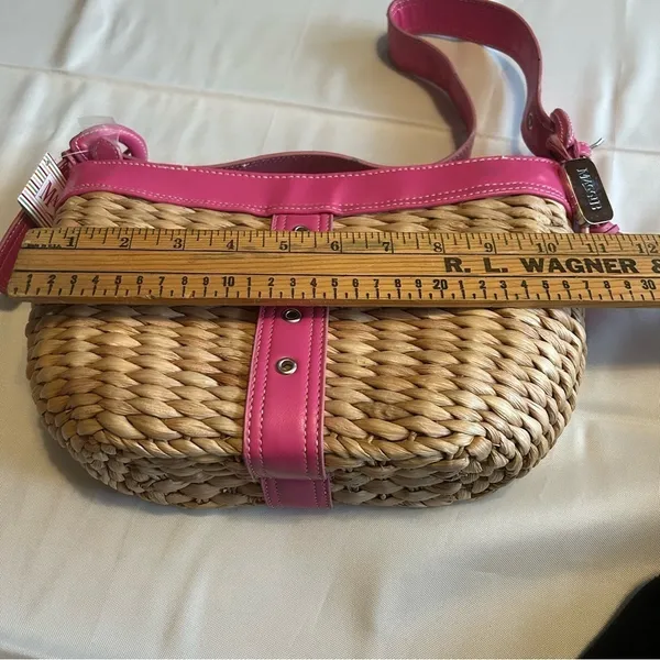 NWT Maggie B St Topaz Hobo Woven Straw Basket Shoulder Bag Fuchsia Pink - Image 10