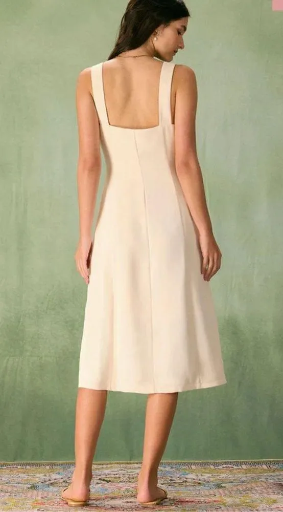 RIHOAS The Apricot Square Neck Button Slip Midi Dress, Size L, NWT - Image 2