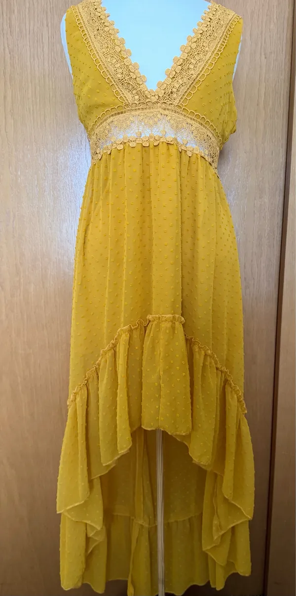 Yellow lace High Low Dress Size M - Image 2