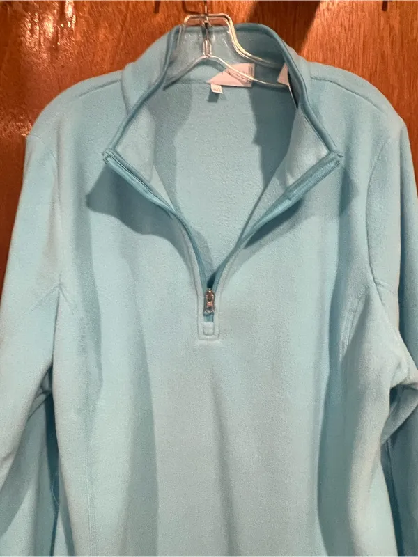 Lane Bryant Light Blue Quarter-Zip Fleece Pullover - Image 4