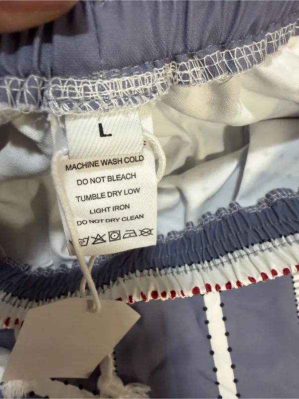 Women’s Blue Striped Drawstring Trousers Size L - Image 5