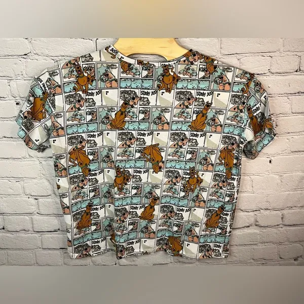 Scooby Doo Blue White Comic Strip Graphic T‎ shirt Juniors Sz XXL Cartoon Retro - Image 2