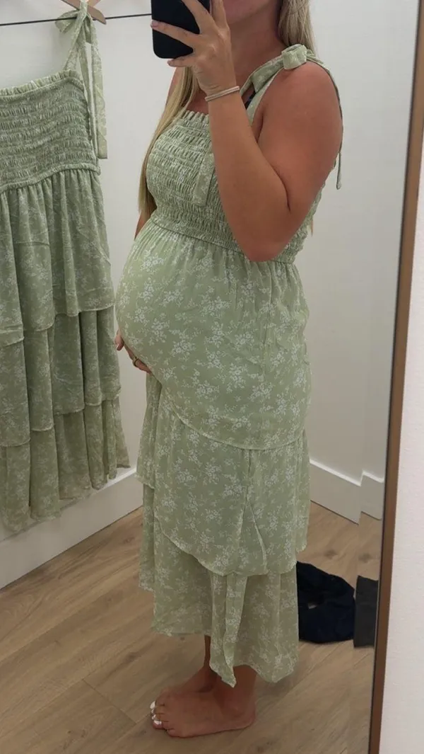 Green floral tie strap dress - Image 3