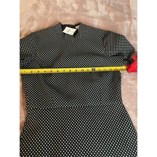 NWT JCrew Mock Neck Jacquered Sheath Dress Black/ Metallic Gold Short Sleeve Siz - Image 6