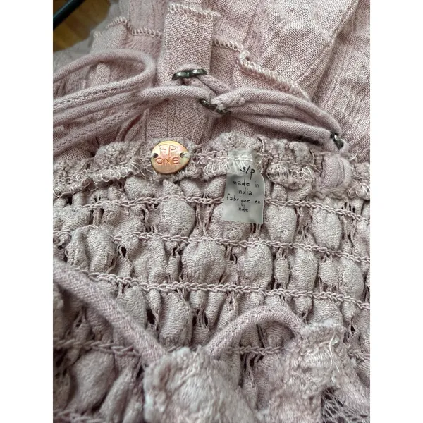 Free People FP One Adella‎ Cami Dusty Rose Lace Tiered Ruffle Boho Top Small - Image 7