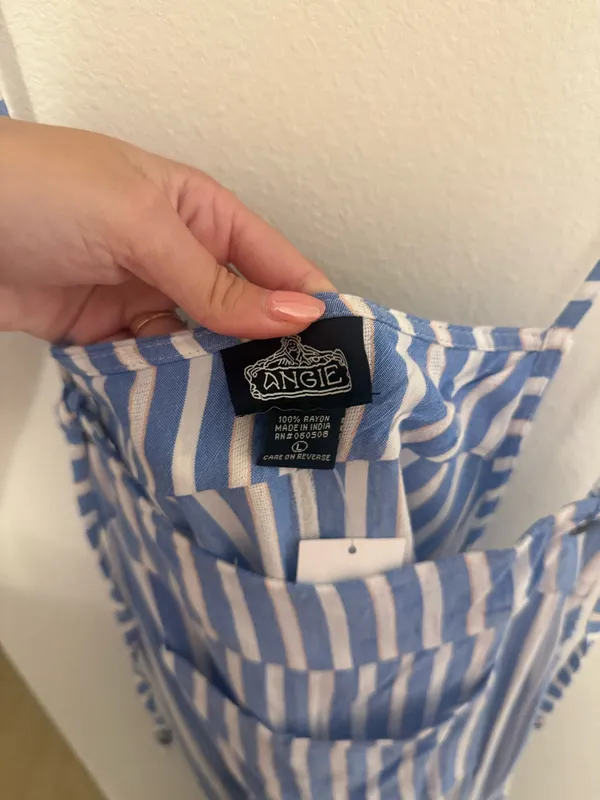 Angie Blue & White Striped Romper - Image 2