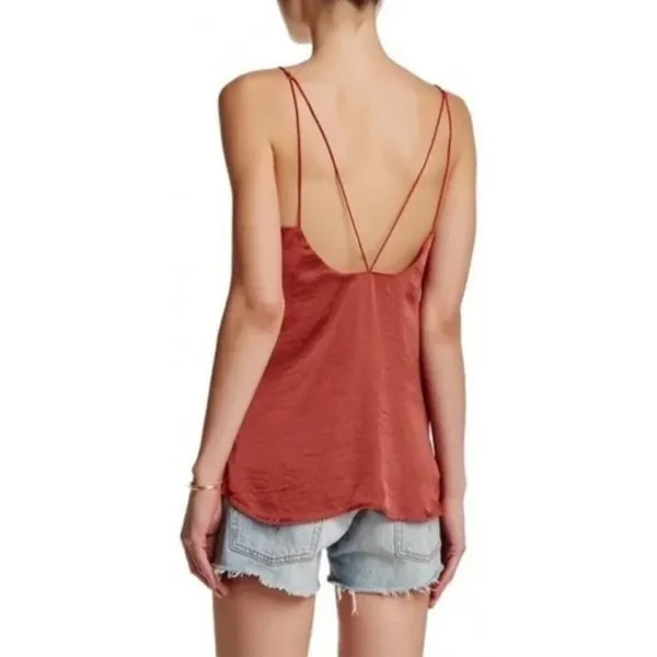 Free People Intimately | Scallop Satin Cami Top in Burnt Earth Red - Image 2