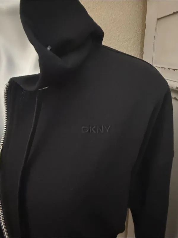 DKNY Black Zip Hoodie with Drawstring - Image 3