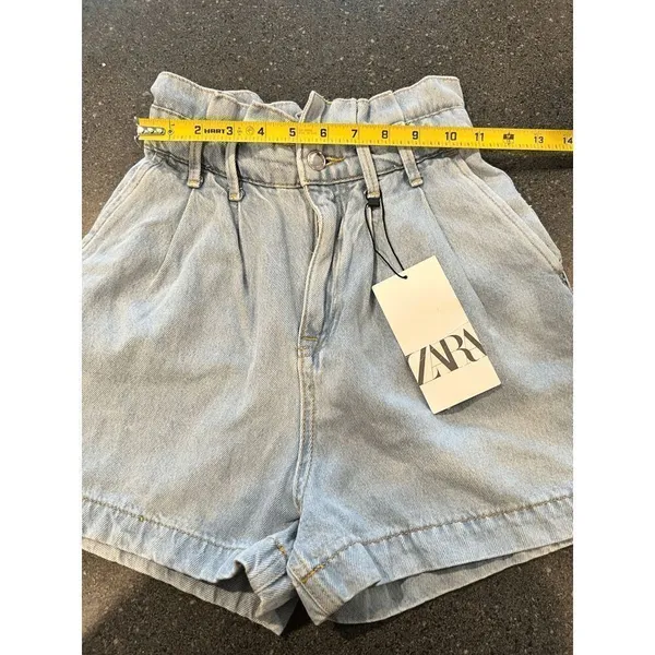 Zara Paperbag High waist Jean Shorts size XS - Image 9