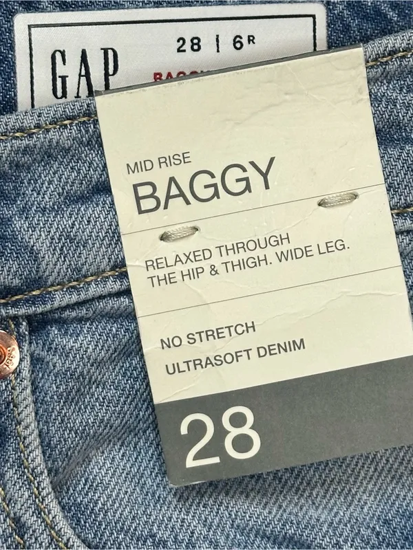 GAP Baggy Mid Rise Jeans Women’s 28/6 Regular Light Wash Wide Leg NWT $79.95 - Image 10