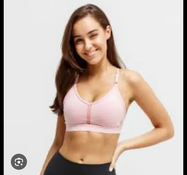Nike Dri-FIT Indy Light-Support Padded V-Neck Pink Sports Bra Medium - Image 2
