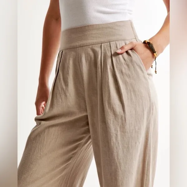 Abercrombie & Fitch Sloane Linen-Blend Tailored Wide Leg Pants - Image 4