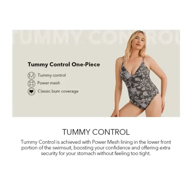 NWT Cupshe Blue Striped Print‎ Tummy Control One Piece Swimsuit - Size Medium - Image 5