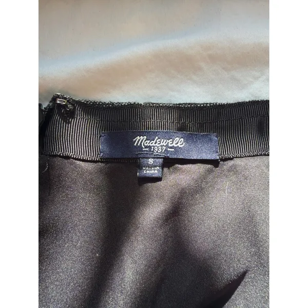 Madewell Pleated Mini Skirt Black White Space Dye Tweed Pockets Chic Size 8 - Image 7
