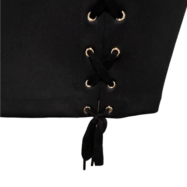 Amanda Uprichard Black Grommet Lace Up Side Biker Gothic Rocker Mini Skirt L - Image 4