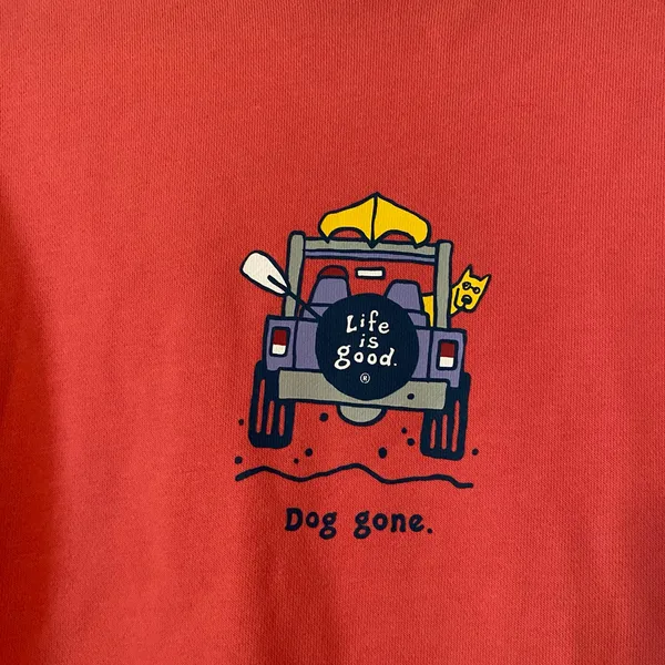 Life Is Good Pink Crewneck Sweatshirt Jeep Dog Beach Summer Women's size XS - Image 3