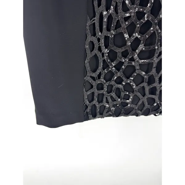 Joseph Ribkoff Black Sequin Mesh Overlay Sheath Dress‎ Womens 10 Sleeveless - Image 3