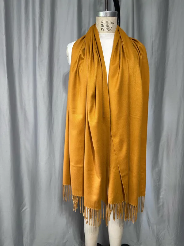 Scarf Extra Large Shawl Cashmere Wrap Scarves Soft Pashmina Dark Brown Gold - Image 5