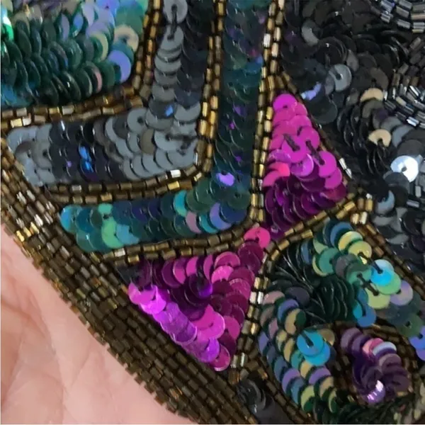 Vintage Art Deco 100% Silk Sequin & Beaded Top M - Image 10