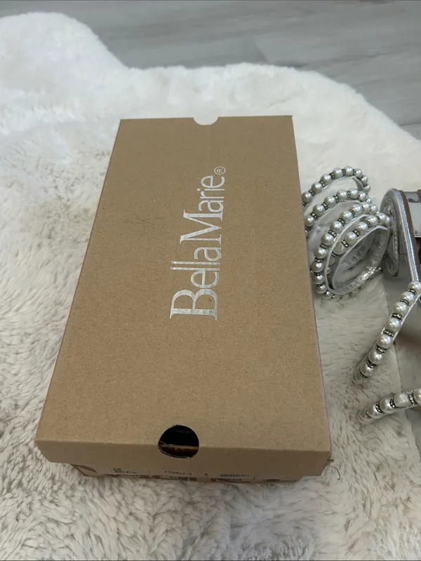 BellaMarie Silver Pearl Spiral Strappy Flat Sandals - Image 3