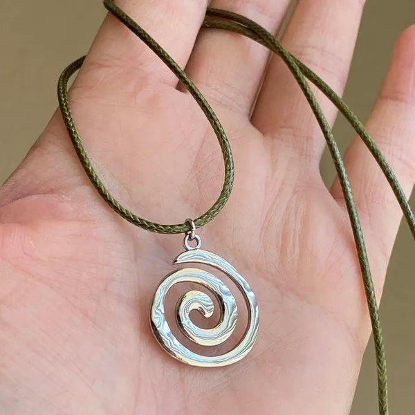 Handmade stainless steel spiral swirl uzumaki funky boho grunge style necklace🌀 - Image 4