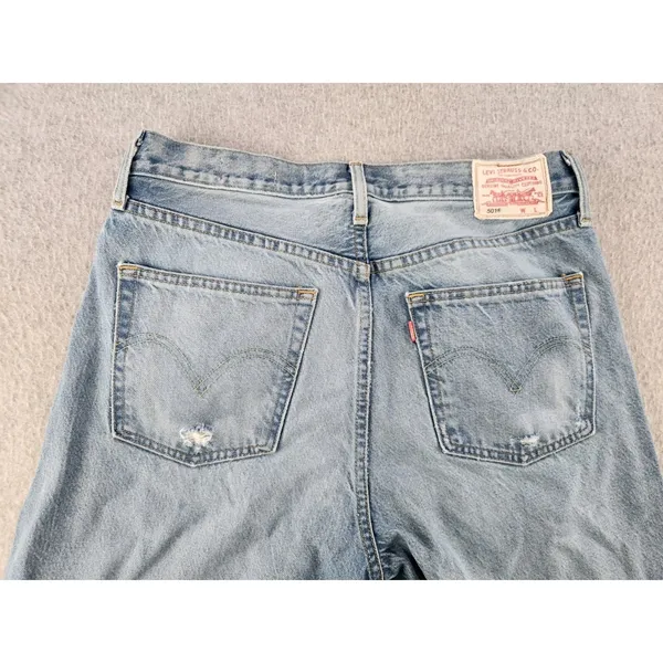Levis 501 Original Fit Distressed Jeans Button Fly 32x30 White‎ Label Denim - Image 12