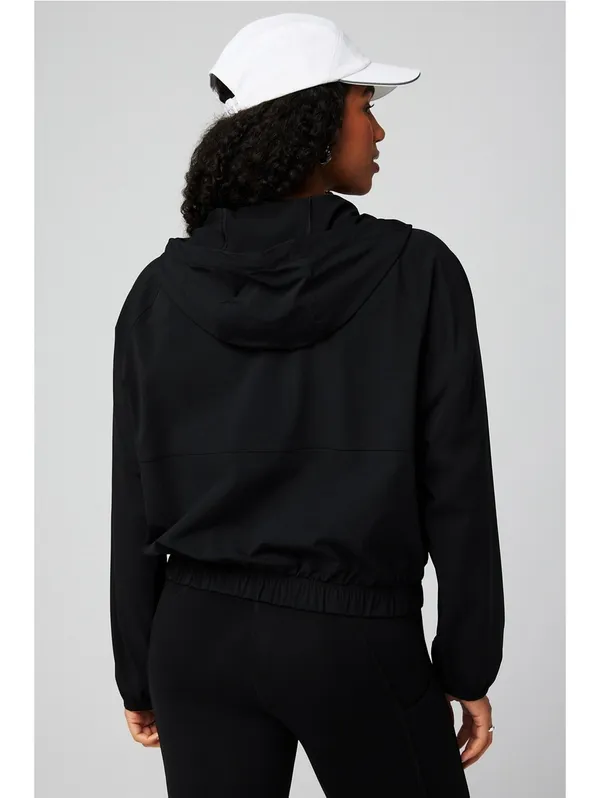 Fabletics One Black Full Zip Hooded Activewear Windbreaker Jacket Women’s Medium - Image 2