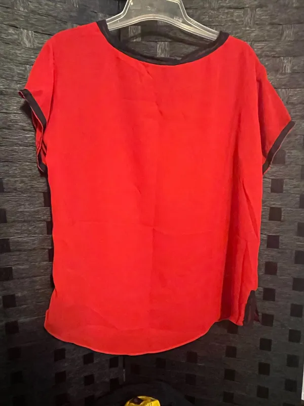 Vintage Jon Woods Shirt New York Red Black Lace 70's Sheer Womens Top Classic - Image 10