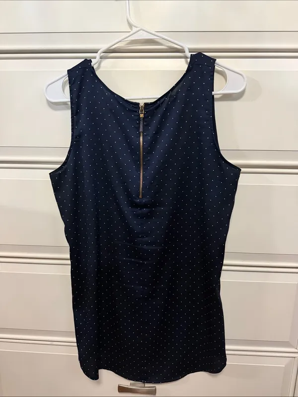 Ann Taylor Navy Polka Dot Sleeveless Blouse - Image 2