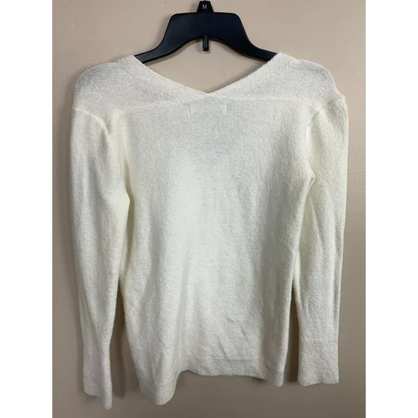 Vintage Abercrombie‎ & Fitch Womens V-Neck Ivory Pullover Small Solid Logo - Image 10