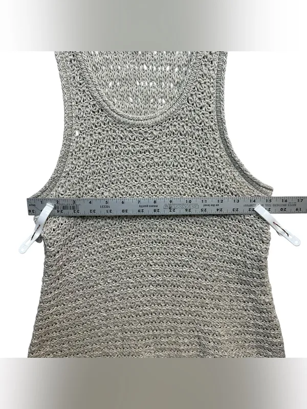 Aerie Gray Open Knit Sweater Tank Top Size XL Sleeveless Scoop Neck - Image 8