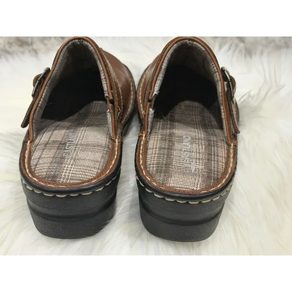Eastland Mae 10M Brown Leather Clogs Mule Chunky Buckle Cottagecore Comfort Shoe - Image 7