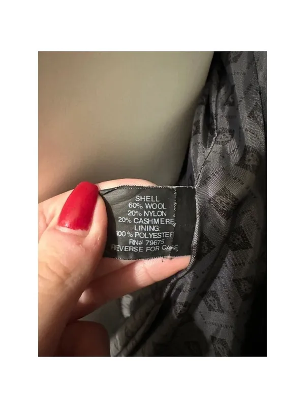 Anne Klein Gray Black Wool Blend Pea Coat Petite 8 - Image 5
