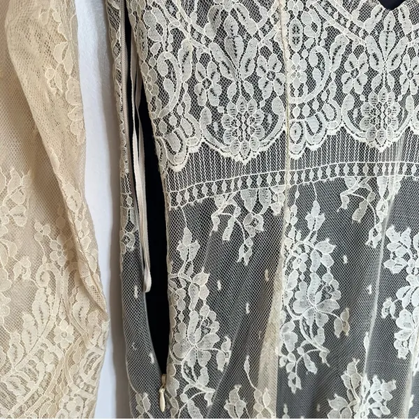 Women's Free People Boho Indie Lace Ivory Dress With Black Lining Size Small‎ - Image 2
