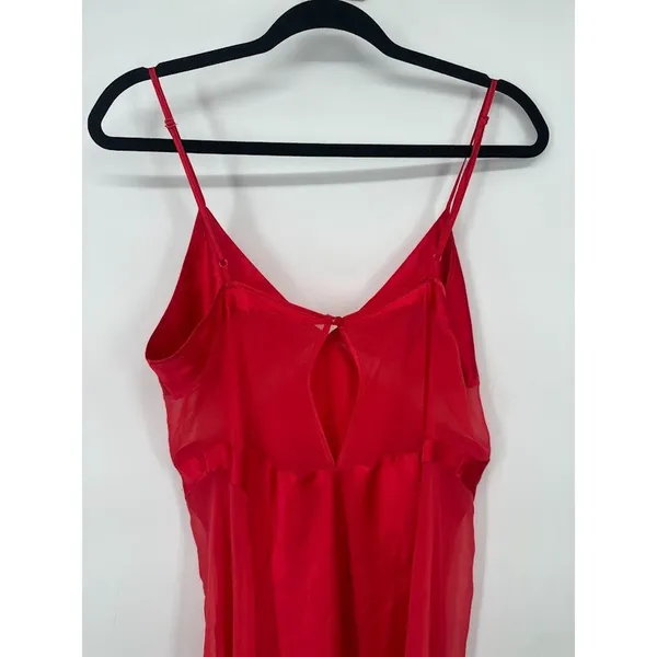 Vintage Y2K Victorias Secret Red Satin Mesh Babydoll Nightie‎ Gown Sexy Large - Image 4