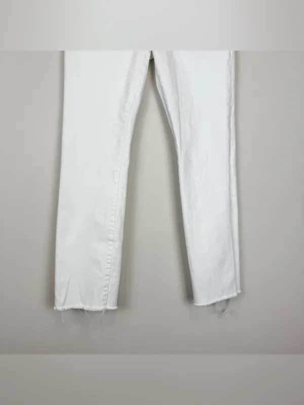 Good American Good Straight High Rise Raw Hem White Jeans Size 4/27‎ - Image 6